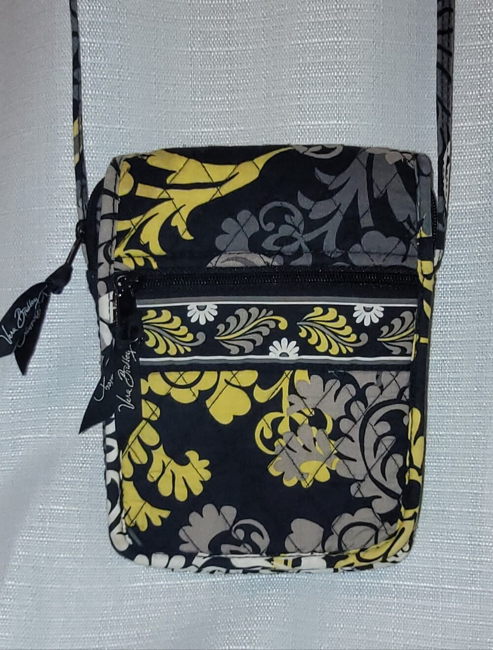 Vera Bradley Black, Yellow & Gray Floral Quilted Crossbody